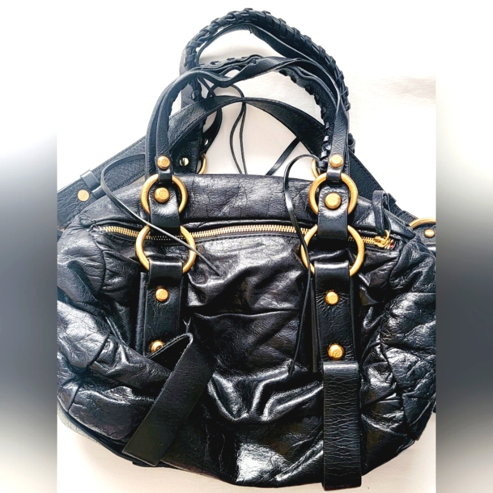 Francisco Biasa black leather bag